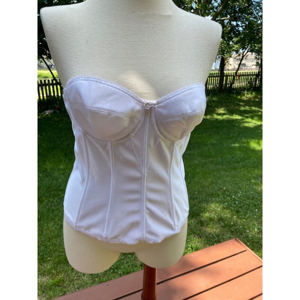 Dominique White Strapless Bustier Corset Size 36C Made In Vietnam